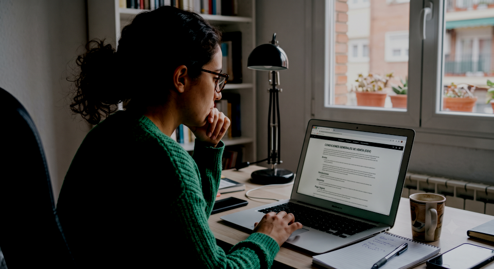 internaute qui consulte des conditions generales de vente